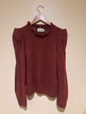Nation LTD Burgundy Alpaca Wool Blend Puff Shoulder Size Small